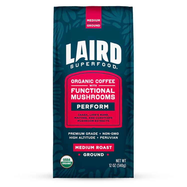 Laird Superfood PERFORM Medium Roast Ground mushroom coffee bag